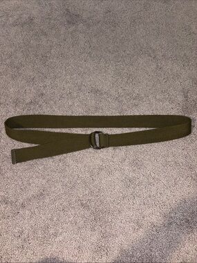 Olive Green Webbing Belt with D-Ring Closure